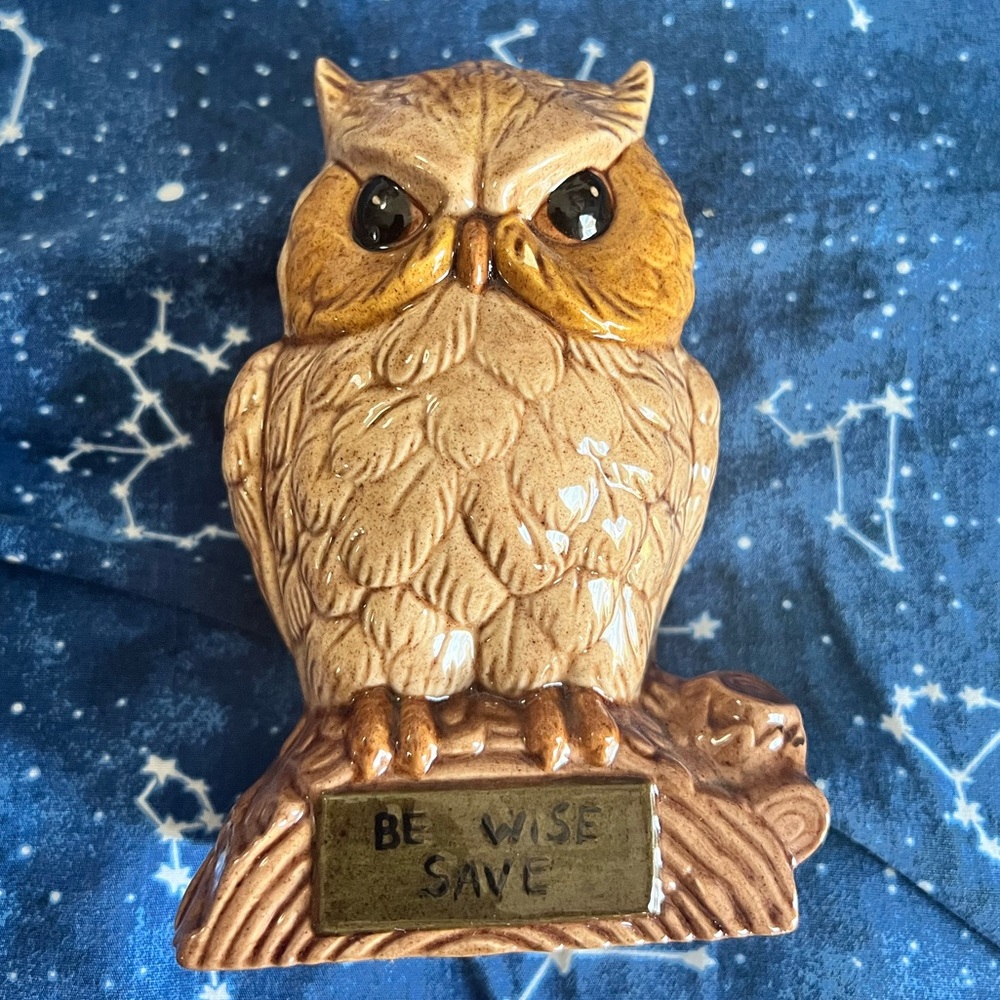 VINTAGE Hand Crafted Ceramic Owl Coin Bank